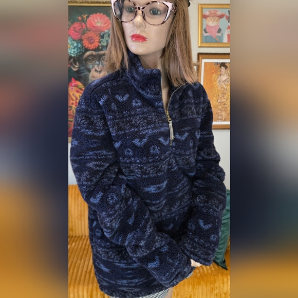 Alpine Sherpa Half-Zip Navy Blue Pullover.  Very Warm!  Excellent Condition. - Picture 2 of 8